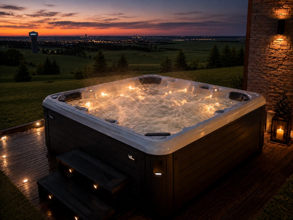 Hot tub on a North Dakota patio at Paradise Spas Minot